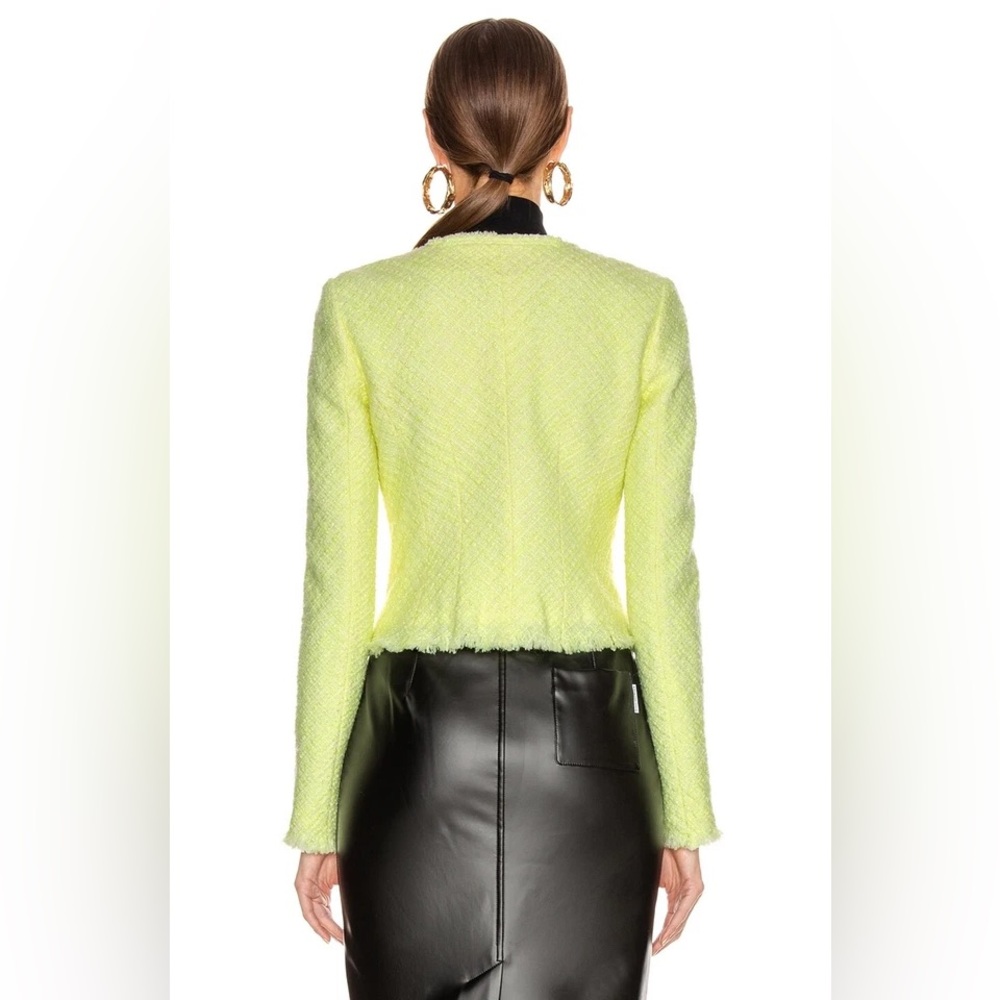 Alexander Wang Bias Tweed Cropped Cardigan Jacket – Highlighter Yellow - 0 - NWT - Picture 3 of 6